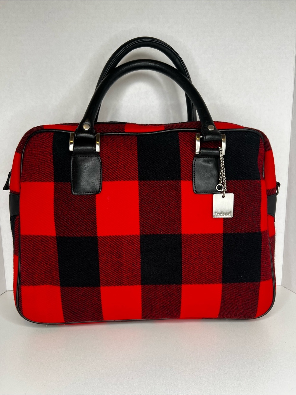 Indeed Buffalo Plaid Laptop Bag Red Black Briefcase Work Tote